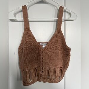 Light Brown Knit Crop Top